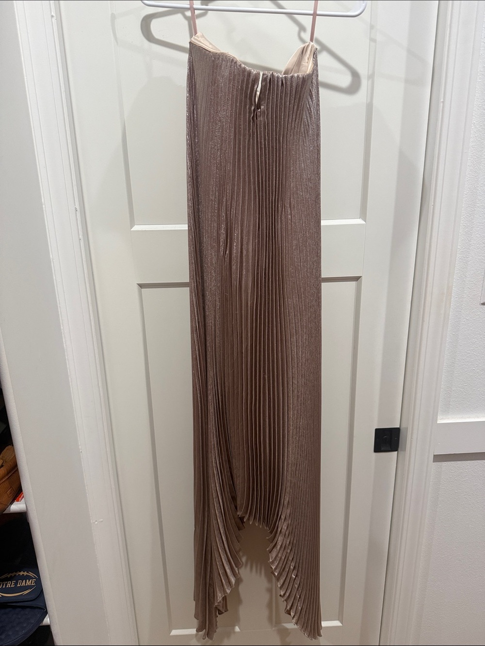 Vici Metallic Taupe Pleated Asymmetrical Maxi Skirt